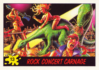 Illustration for article titled These terrifying Dinosaurs Attack! trading cards from the 1980s traumatized an entire generation
